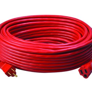 Coleman Cable 02409-88-04 Stranded Bare Copper SJTW Extension Cord 14/3 100-ft Red