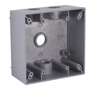 Raco 5335-0 Powder Coated Die Cast Aluminum 2-Gang Weatherproof Electrical Box With Lug 4-1/2-Inch x 4-1/2-Inch x 2-Inch 31-Cubic-Inch Bell