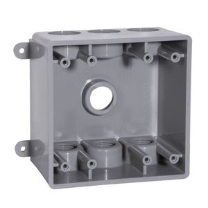 Raco PDBD77550GY PVC 2-Gang Non-Metallic Weatherproof Outlet Box 5.622-Inch x 4.63-Inch x 2-5/8-Inch Bell Taymac