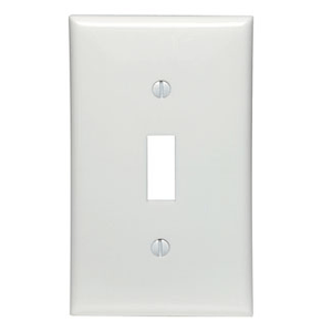 Leviton 80701-W Thermoplastic Nylon Device Mount Standard Size 1-Gang Wallplate 1-Toggle Switch White