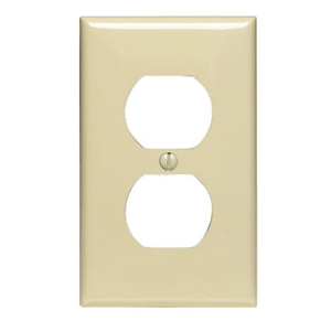 Leviton 80703-I Thermoplastic Nylon Device Mount Standard Size 1-Gang Duplex Receptacle Wallplate 1-Duplex Receptacle Ivory