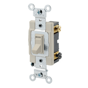 Leviton 54523-2I 120/277-Volt AC 20-Amp 3-Way Commercial/Specification Grade Toggle Framed AC Quiet Switch Ivory