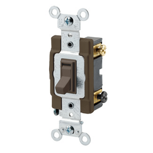 Leviton 54523-2 120/277-Volt AC 20-Amp 3-Way Commercial/Specification Grade Toggle Framed AC Quiet Switch Brown