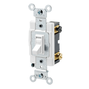 Leviton 54502-2W 120/277-Volt AC 15-Amp 2-Pole Commercial/Specification Grade Toggle Framed AC Quiet Switch White