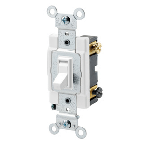 Leviton 54523-2W 120/277-Volt AC 20-Amp 3-Way Commercial/Specification Grade Toggle Framed AC Quiet Switch White