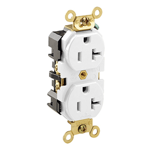 Leviton 5362-W Industrial Specification Grade Extra Heavy-Duty Straight Blade Duplex Receptacle 20-Amp 125-Volt NEMA 5-20R White