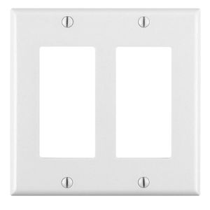 Leviton 80409-W Thermoset Device Mount Standard Size 2-Gang Wallplate/Faceplate 2-Decora/GFCI White