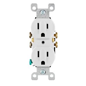 Leviton 5320-WCP Residential Grade Impact-Resistant Straight Blade Duplex Receptacle 15-Amp 125-Volt NEMA 5-15R White