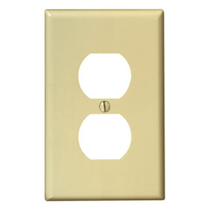 Leviton PJ8-I Thermoplastic Nylon Device Mount Midway Size 1-Gang Wallplate 1-Duplex Receptacle Ivory