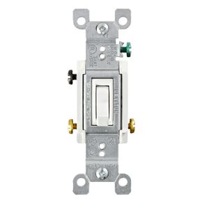 Leviton 1453-2W 120-Volt AC 15-Amp 3-Way Residential Grade Toggle Framed AC Quiet Switch White