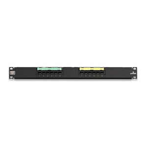 Leviton 69586-U12 Black Painted 14 Gauge Steel Flat Category 6 Universal Patch Panel 1U 12-Port