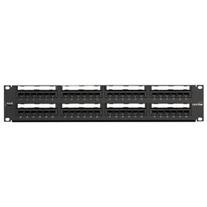 Leviton 69586-U48 Black Painted 14 Gauge Steel Flat Category 6 Universal Patch Panel 2U 48-Port