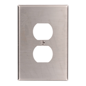 Leviton 84103-40 302 Stainless Steel Device Mount Oversized 1-Gang Duplex Receptacle Wallplate 1-Duplex Receptacle Stainless Steel