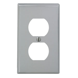 Leviton 80703-GY Thermoplastic Nylon Device Mount Standard Size 1-Gang Duplex Receptacle Wallplate 1-Duplex Receptacle Gray