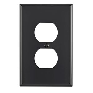 Leviton PJ8-E Thermoplastic Nylon Device Mount Midway Size 1-Gang Wallplate 1-Duplex Receptacle Black