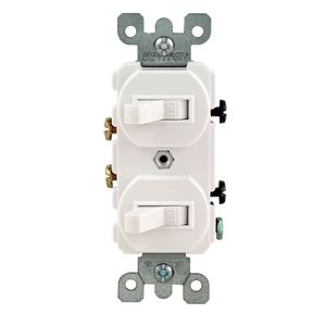 Leviton 5224-2W 120/277-Volt AC 15-Amp (2) 1-Pole Duplex Commercial Traditional Grade AC Combination Switch White