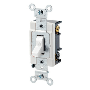 Leviton 1223-SW 120/277-Volt AC 20-Amp 3-Way Heavy-Duty Industrial Grade Toggle AC Quiet Switch White