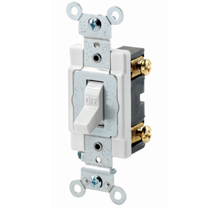 Leviton 1221-SW 120/277-Volt AC 20-Amp 1-Pole Heavy-Duty Industrial/Specification Grade Toggle AC Quiet Switch White