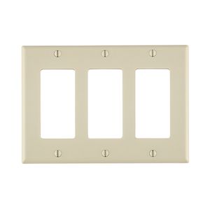 Leviton 80411-T Thermoset Device Mount Standard Size 3-Gang Wallplate/Faceplate 3-Decora/GFCI Light Almond