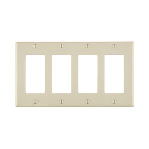 Leviton 80412-T Thermoset Device Mount Standard Size 4-Gang Wallplate/Faceplate 4-Decora/GFCI Light Almond