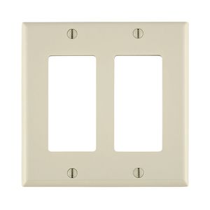 Leviton 80409-NT Thermoplastic Nylon Device Mount Standard Size 2-Gang Wallplate/Faceplate 2-Decora/GFCI Light Almond