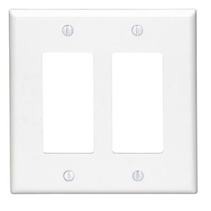 Leviton PJ262-T Thermoplastic Nylon Device Mount Midway Size 2-Gang Decorator Wallplate 2-Decora/GFCI Light Almond Decora