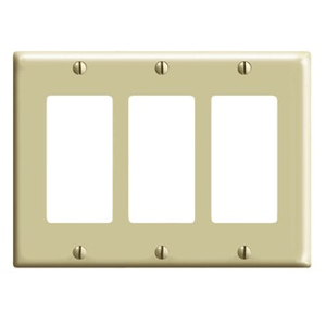 Leviton PJ263-T Thermoplastic Nylon Device Mount Midway Size 3-Gang Decorator Wallplate 3-Decora/GFCI Light Almond Decora