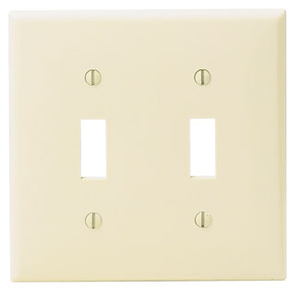 Leviton 80709-T Thermoplastic Nylon Device Mount Standard Size 2-Gang Wallplate 2-Toggle Switch Light Almond