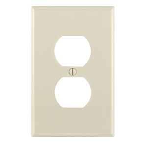 Leviton PJ8-T Thermoplastic Nylon Device Mount Midway Size 1-Gang Wallplate 1-Duplex Receptacle Light Almond