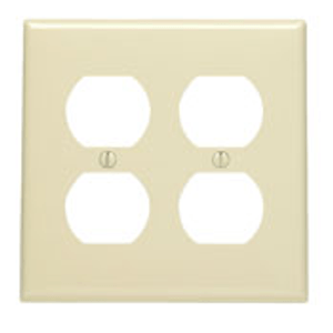 Leviton 80716-T Thermoplastic Nylon Device Mount Standard Size 2-Gang Duplex Receptacle Wallplate 2-Duplex Receptacle Light Almond