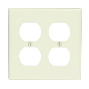 Leviton 78016 Thermoset Device Mount Standard Size 2-Gang Wallplate 2-Duplex Receptacle Light Almond