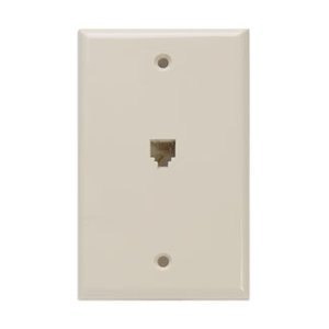 Leviton 40249-I Plastic 1-Port Modular Telephone Wall Jack Ivory