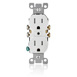 Leviton T5320-W Residential Grade Tamper-Resistant Straight Blade Duplex Receptacle 15-Amp 125-Volt NEMA 5-15R White