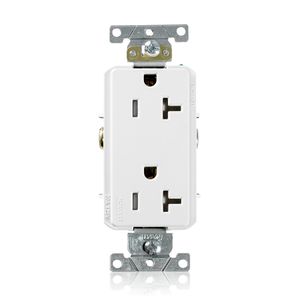 Leviton TDR20-W Commercial Grade Heavy-Duty Tamper-Resistant Straight Blade Duplex Receptacle 15-Amp 125-Volt NEMA 5-20R White Decora Plus