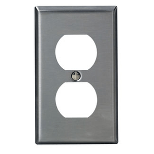 Leviton 84003-40 302 Stainless Steel Device Mount Standard Size 1-Gang Duplex Receptacle Wallplate 1-Duplex Receptacle Brushed Stainless Steel