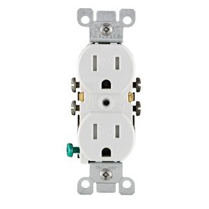 Leviton W5320-T0W Residential Grade Tamper And Weather-Resistant Straight Blade Duplex Receptacle 15-Amp 125-Volt NEMA 5-15R White