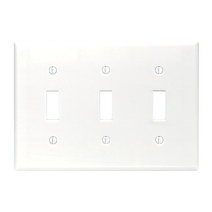 Leviton 88011 Thermoset Device Mount Standard Size 3-Gang Wallplate 3-Toggle Switch White