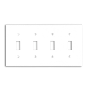 Leviton 88012 Thermoset Device Mount Standard Size 4-Gang Wallplate 4-Toggle Switch White