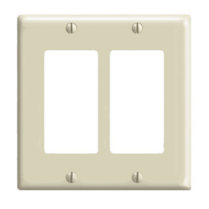 Leviton 80409-NI Thermoplastic Nylon Device Mount Standard Size 2-Gang Wallplate/Faceplate 2-Decora/GFCI Ivory