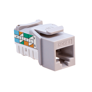 Leviton 61HOM-RG6 High-Impact Fire Retardant Plastic 1-Port Category 6 Type T568A/B Snap-In Jack Connector Gray Home 6