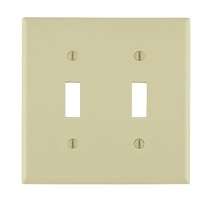 Leviton 80709-I Thermoplastic Nylon Device Mount Standard Size 2-Gang Wallplate 2-Toggle Switch Ivory