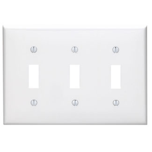 Leviton 80711-W Thermoplastic Nylon Device Mount Standard Size 3-Gang Wallplate 3-Toggle Switch White