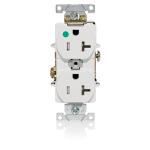 Leviton T8300-W 3-Wire 2-Pole Heavy-Duty Tamper-Resistant Smooth Face Straight Blade Receptacle 20-Amp 125-Volt AC NEMA 5-20R White