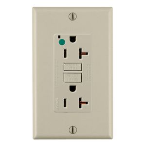 Leviton GFNT2-HGI Hospital Grade Slim Heavy-Duty Non-Tamper-Resistant Self-Test GFCI Duplex Receptacle 20-Amp 125-Volt NEMA 5-20R Ivory SmartlockPro