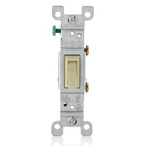 Leviton 1451-2I 120-Volt AC 15-Amp 1-Pole Residential Grade Toggle Framed AC Quiet Switch Ivory