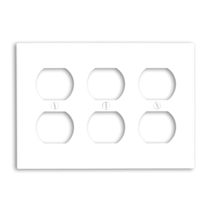 Leviton 88030 Thermoset Device Mount Standard Size 3-Gang Duplex Receptacle Wallplate 3-Duplex Receptacle White