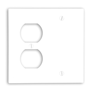 Leviton 88008 Thermoset Box Mount Standard Size 2-Gang Combination Wallplate 1-Blank + 1-Duplex Receptacle White