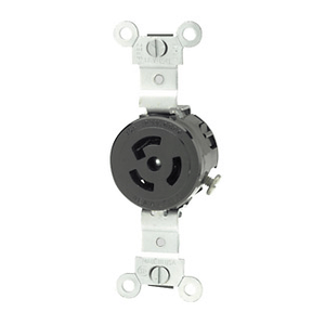 Leviton 4710 Industrial Grade Flush Mount Impact-Resistant Chemical-Resistant Single Locking Receptacle 15-Amp 125-Volt NEMA L5-15R Black