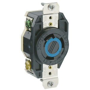 Leviton 2620 Industrial Grade Flush Mount Impact-Resistant Chemical-Resistant Single Locking Receptacle 30-Amp 250-Volt NEMA L6-30R Black V-O-Max