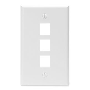 Leviton 41080-3WP ABS Plastic 1-Gang 3-Port Wallplate White QuickPort